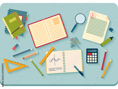 Workplace with tools. Top View