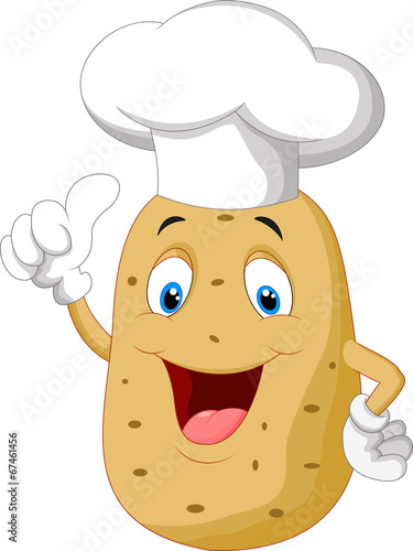 Potato chef cartoon giving thumb up