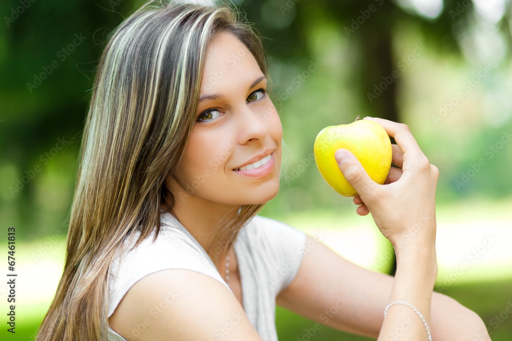 Girl having a healthy apple snack Girl having a healthy apple snack