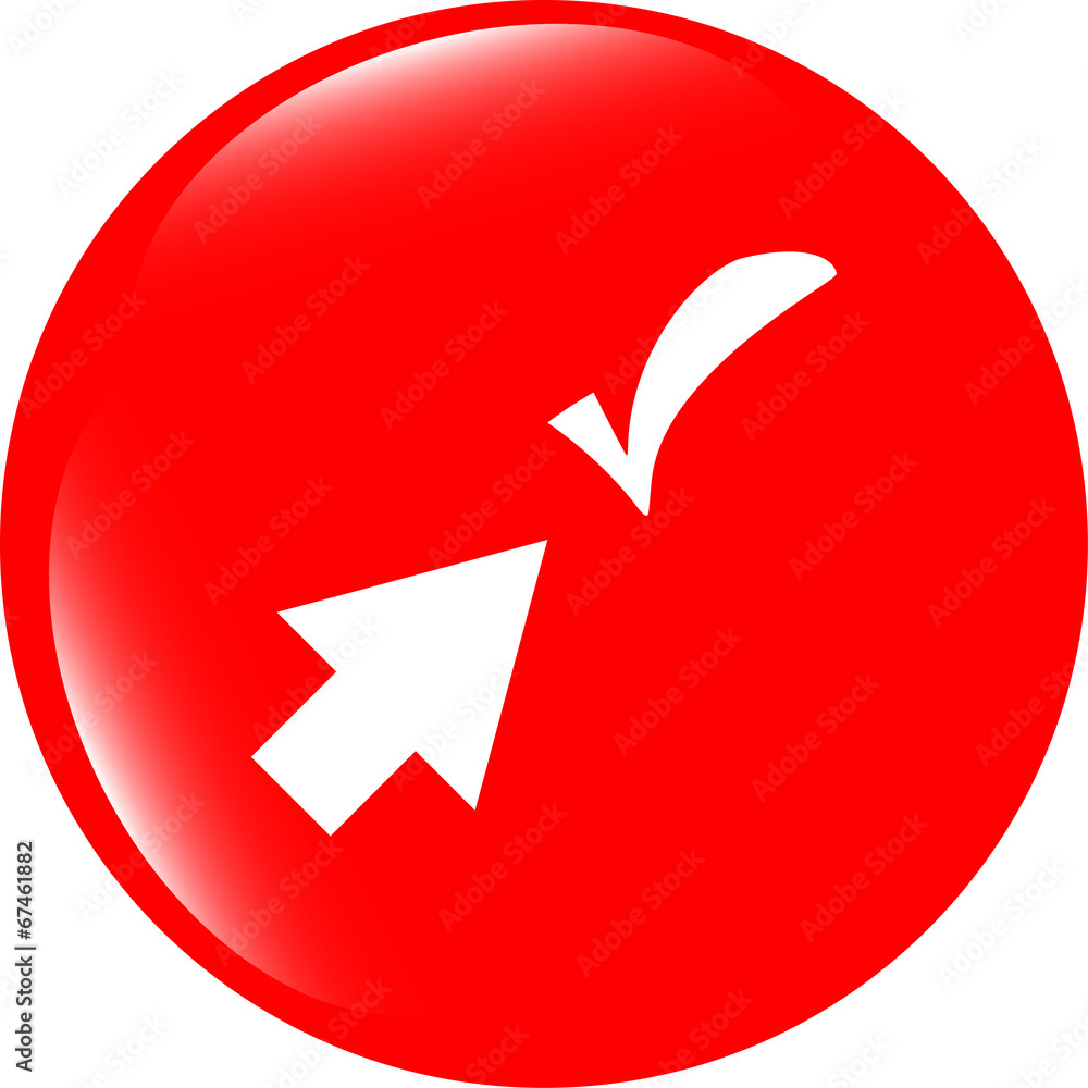 computer button with arrow and check mark, web icon isolated computer button with arrow and check mark, web icon isolated
