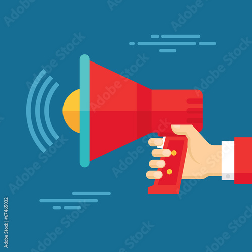 Hand with Loudspeaker - Illustration in Flat Style