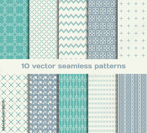 10 retro vector seamless patterns. Set of tiled geometric orname