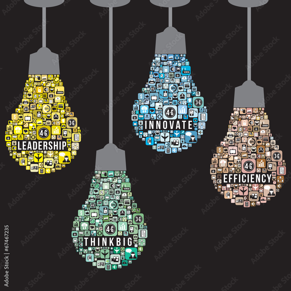 Light bulb design from icons infographics, vector format - obrazy, fototapety, plakaty 