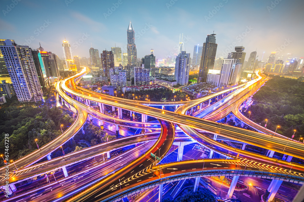 Obraz premium Szanghaj, Chiny Podniesione autostrady