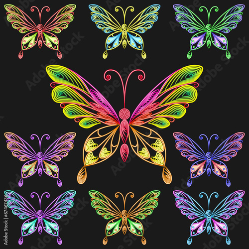 vector set colorful butterflies