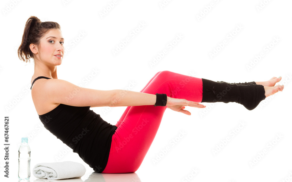Flexible girl doing stretching pilates exercise Flexible girl doing stretching pilates exercise