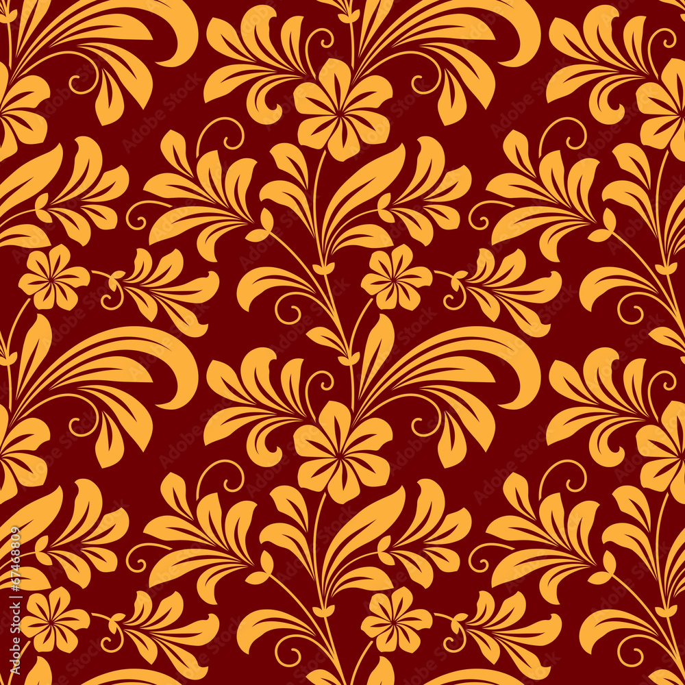 Yellow colored floral seamless pattern