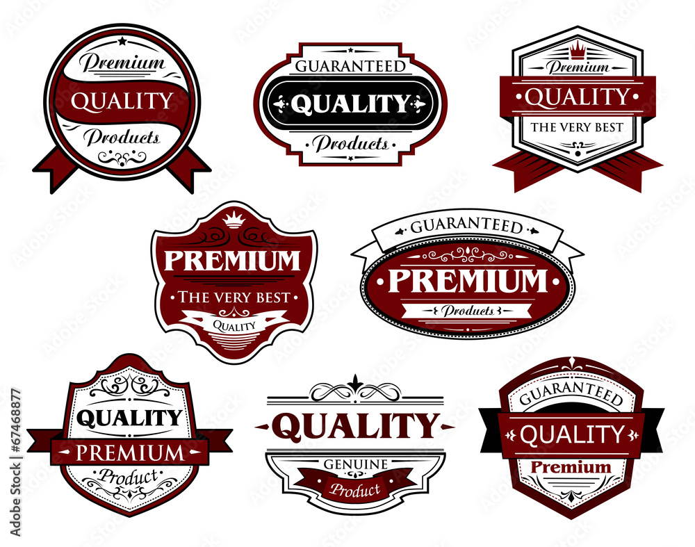 Assorted Premium Quality labels and banners