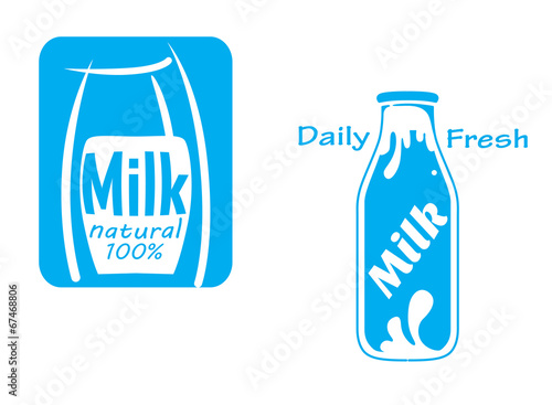 Fresh milk emblems and symbols