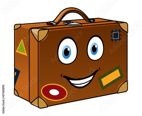 Happy well travelled cartoon suitcase