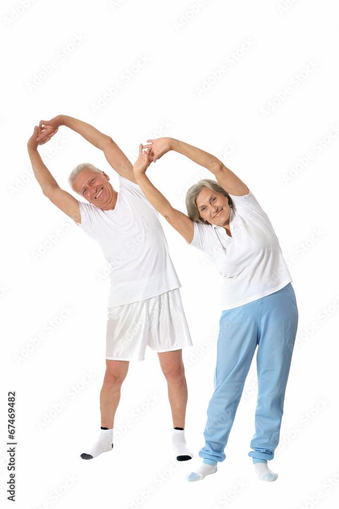 Senior couple exercising