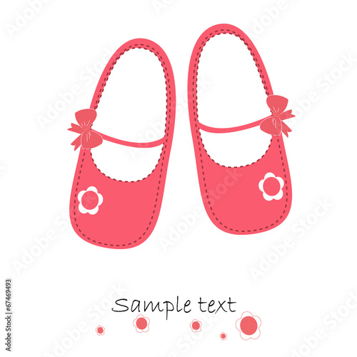 Pink baby shoes newborn greeting card vector
