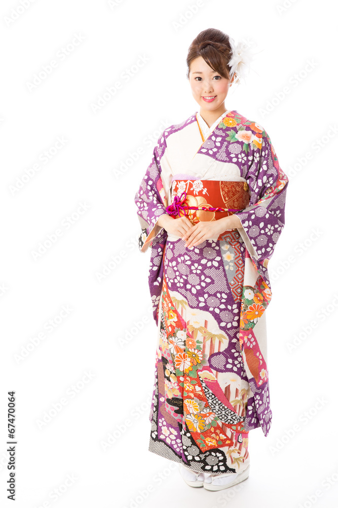 japanese kimono woman on white background japanese kimono woman on white background
