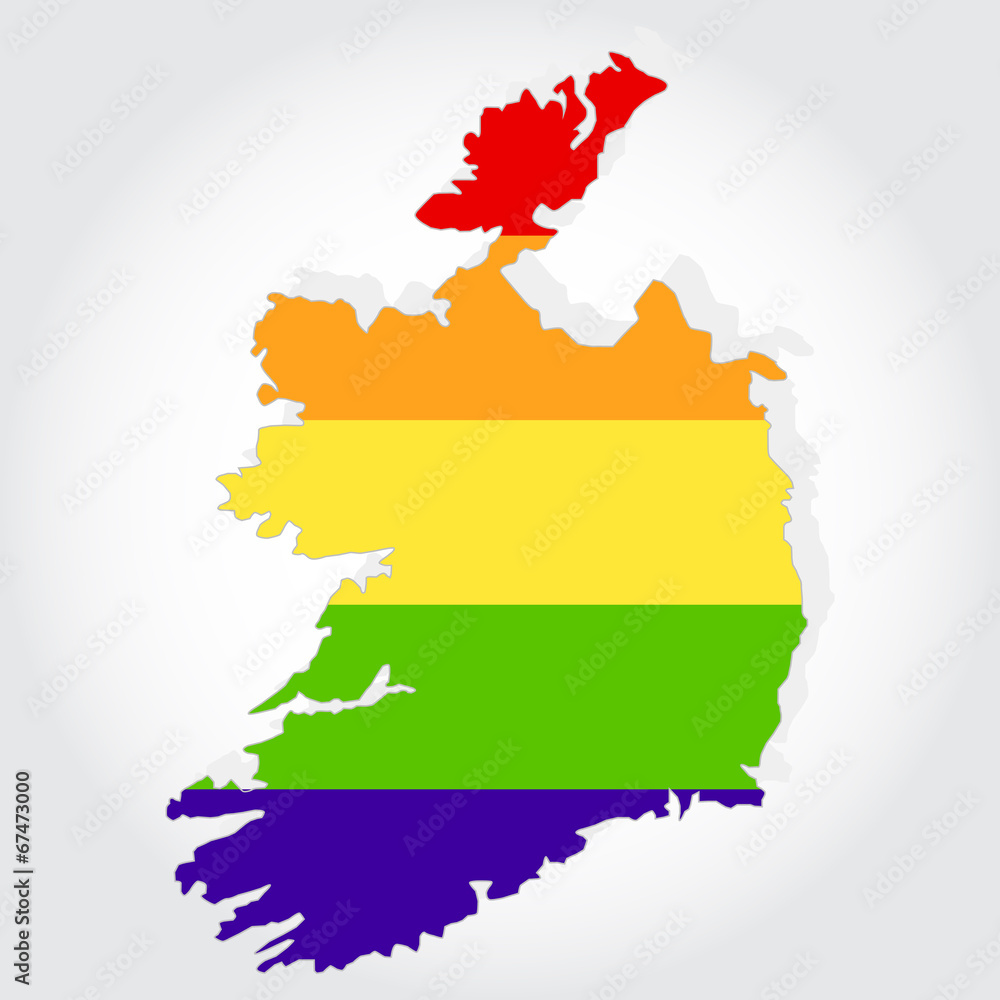 Rainbow flag in contour of Ireland Rainbow flag in contour of Ireland