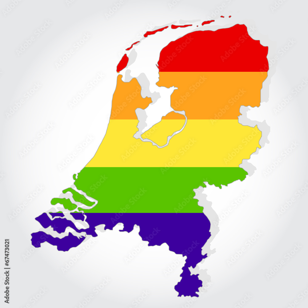 Obraz premium Rainbow flag in contour of Netherland