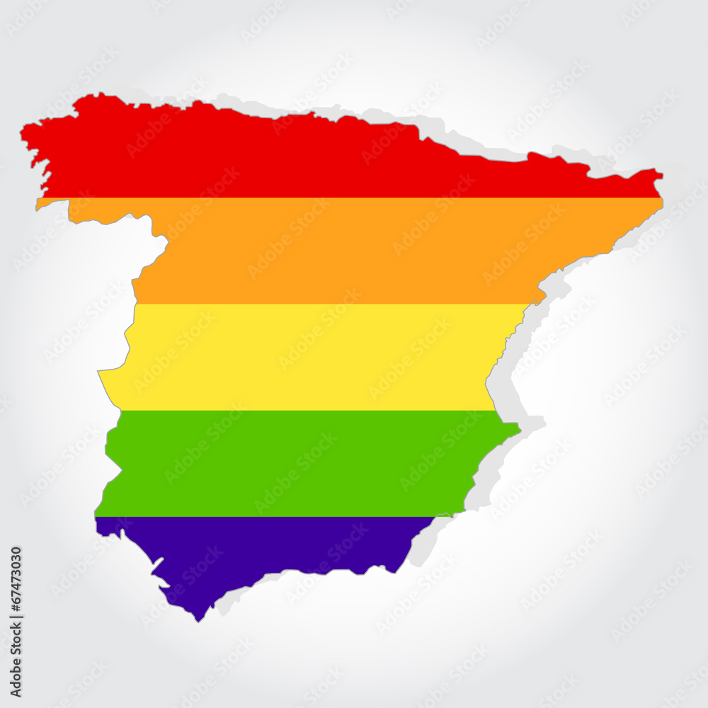 Rainbow flag in contour of Spain