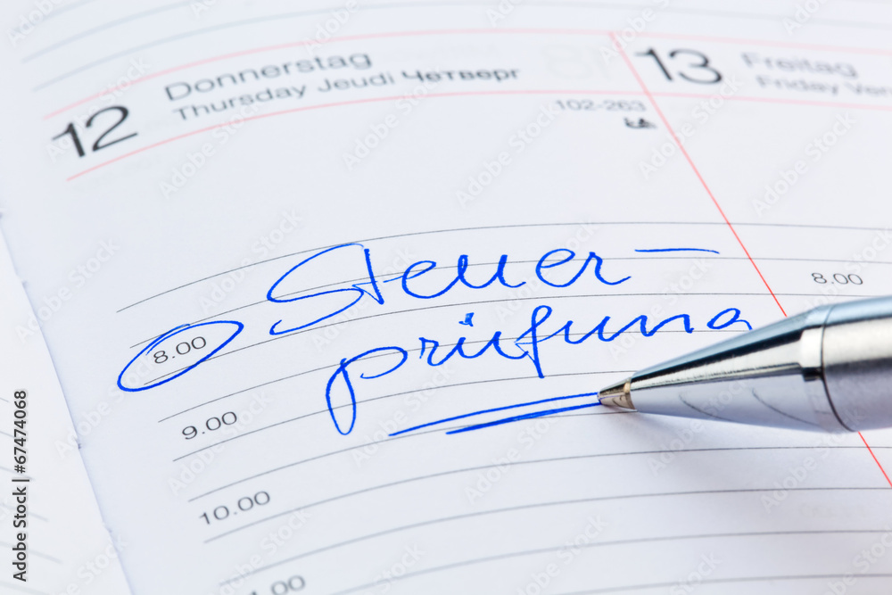 Eintrag im Kalender: Steuerprüfung Eintrag im Kalender: Steuerprüfung