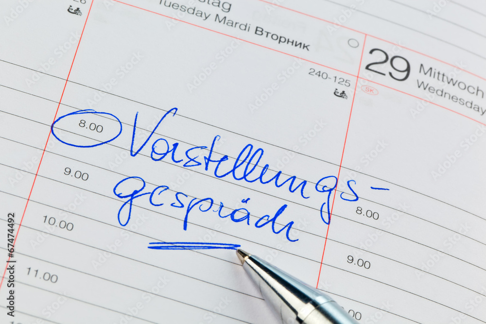 Kalendereintrag Vorstellungsgespräch Kalendereintrag Vorstellungsgespräch