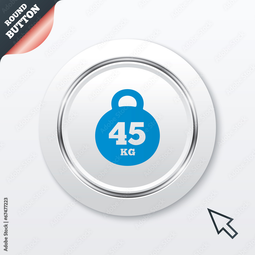 Weight sign icon. 45 kilogram (kg). Sport symbol Weight sign icon. 45 kilogram (kg). Sport symbol