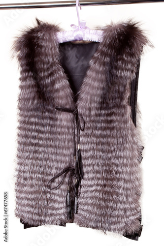 Fur vest isolated on white