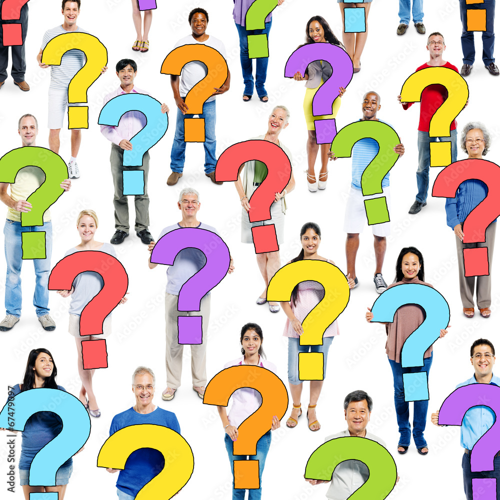 Multi-Ethnic Group of People Holding Question Mark - obrazy, fototapety, plakaty 