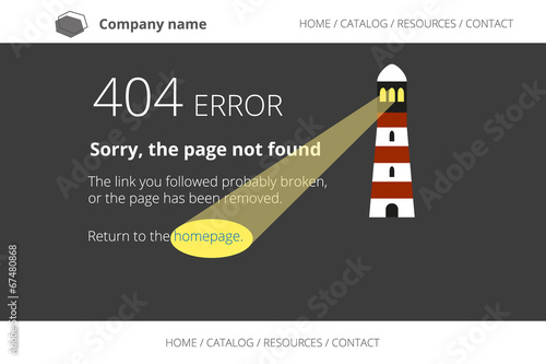 Page not found Error 404 with lighthouse on dark background