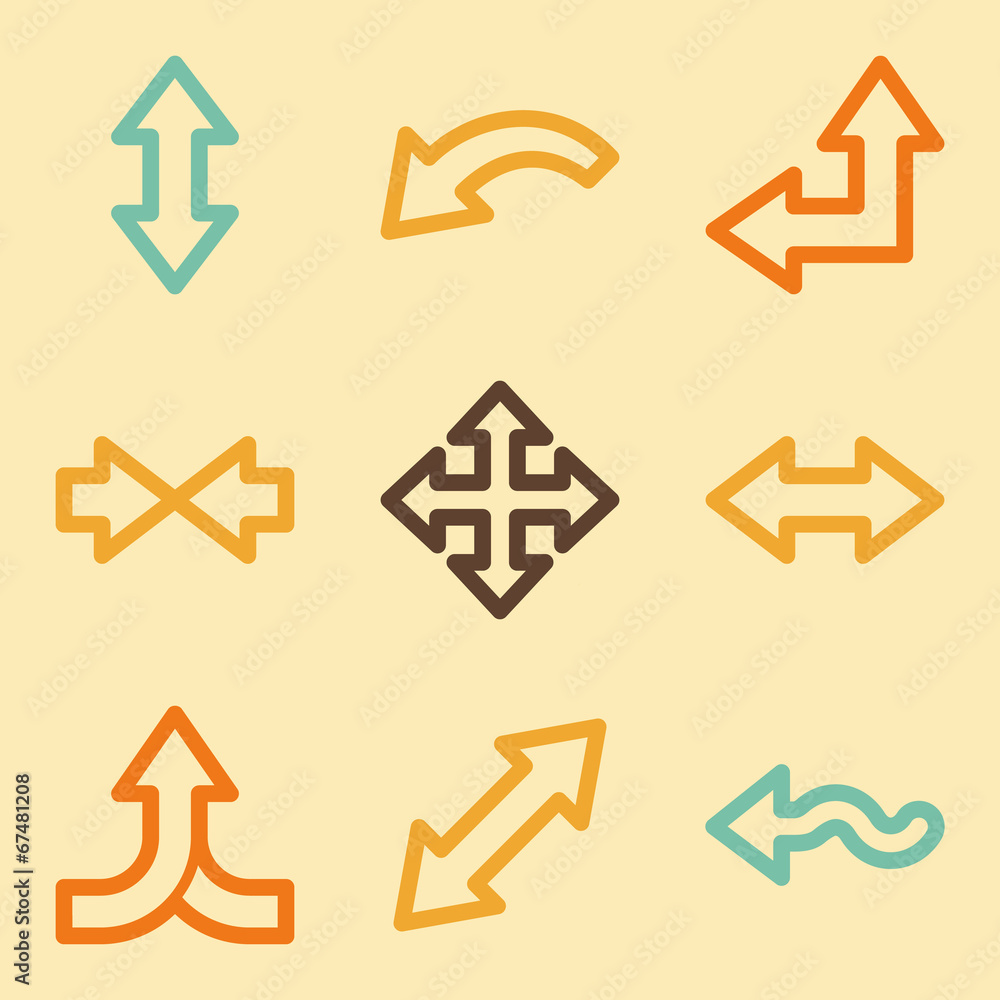 Arrows web icons set in retro style Arrows web icons set in retro style