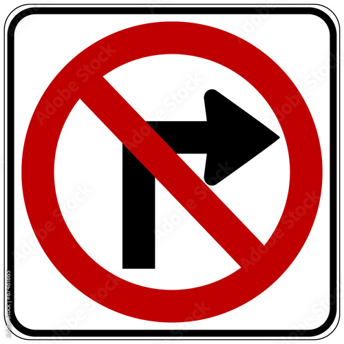 No right turn road sign