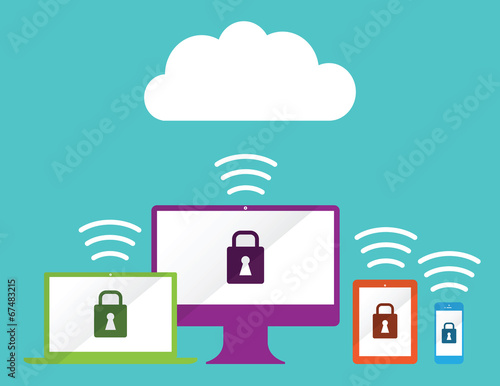 locked technology cloud background
