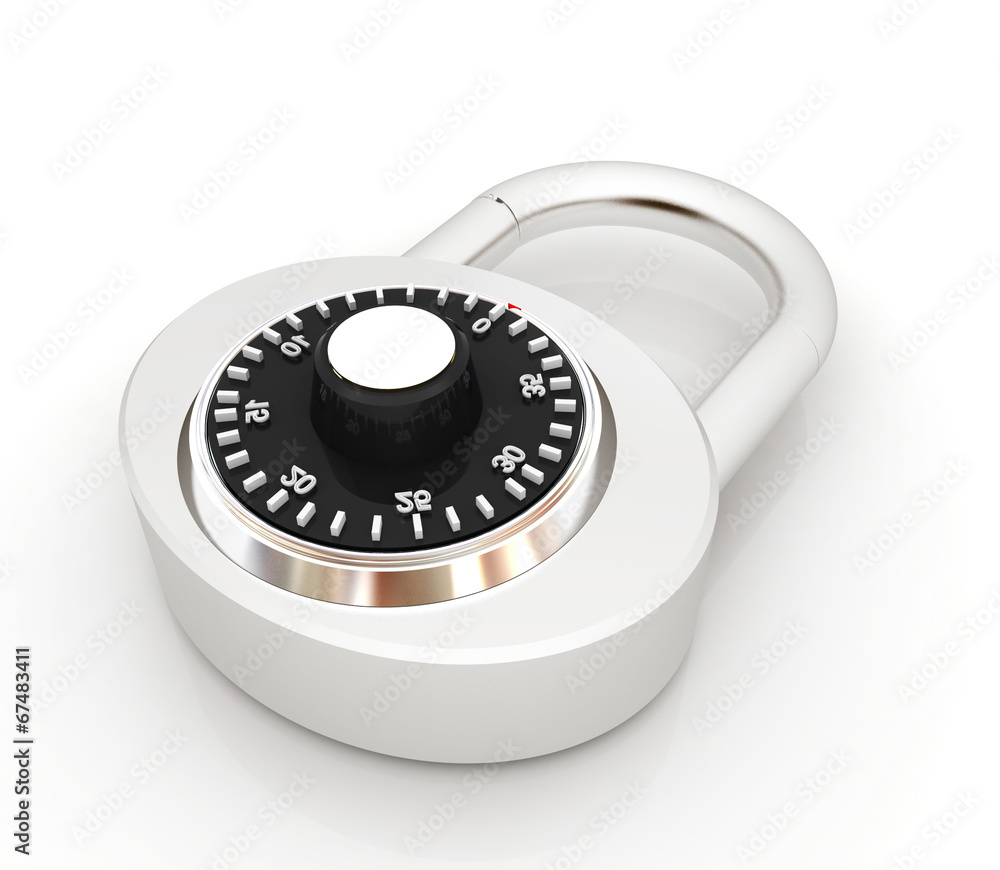 Illustration of security concept with chrome locked combination Illustration of security concept with chrome locked combination