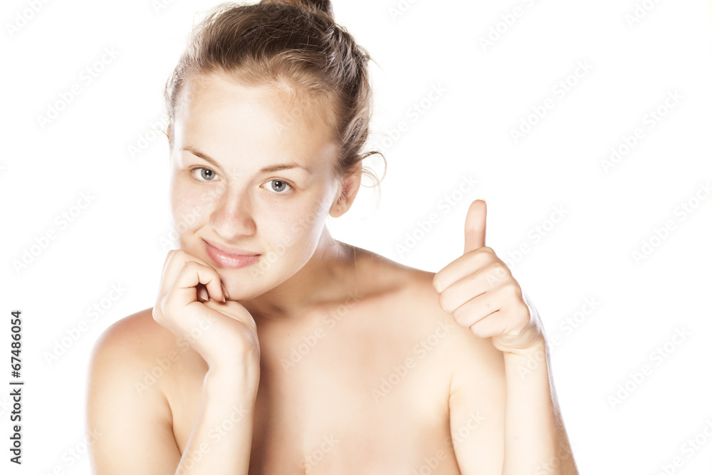 blonde girl with thumb up blonde girl with thumb up
