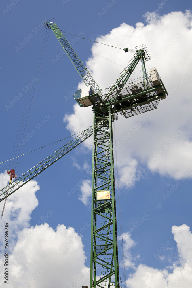 London, building site with cranes in the Bank of England aria