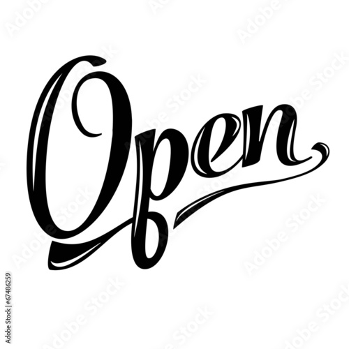 retro open sign on white