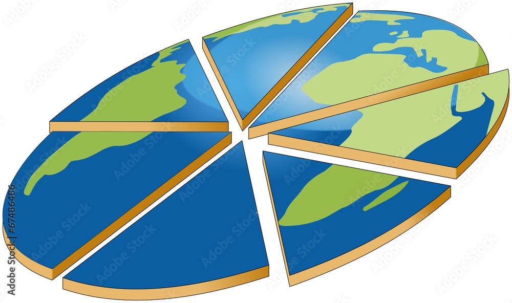 Fototapeta premium Sliced pizza with Earth motive illustration