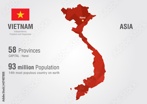 Vietnam world map with a pixel diamond texture.