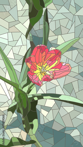 Fototapeta Naklejka Na Ścianę i Meble -  Vector illustration of flowers red tulip.