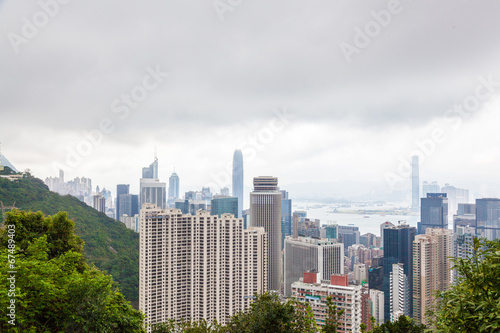 View of high rises from Hong Kong Park in Hong Kong, China