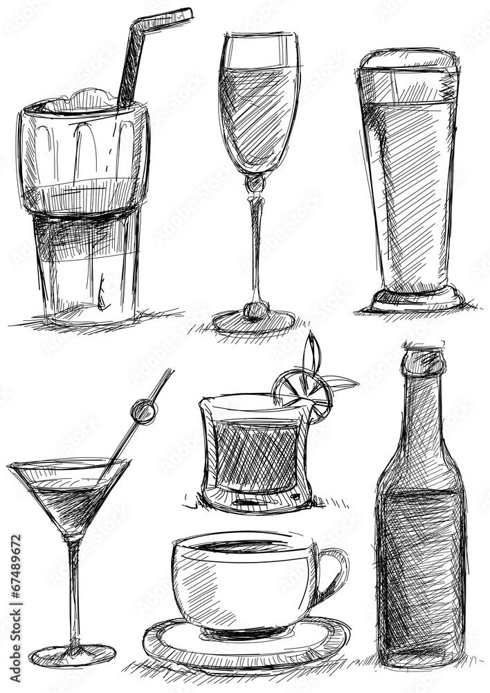 Drinks Drawing Stock Vector Adobe Stock