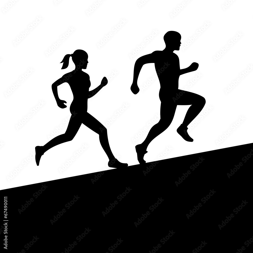 Men and Women Running Silhouette. Vector Men and Women Running Silhouette. Vector