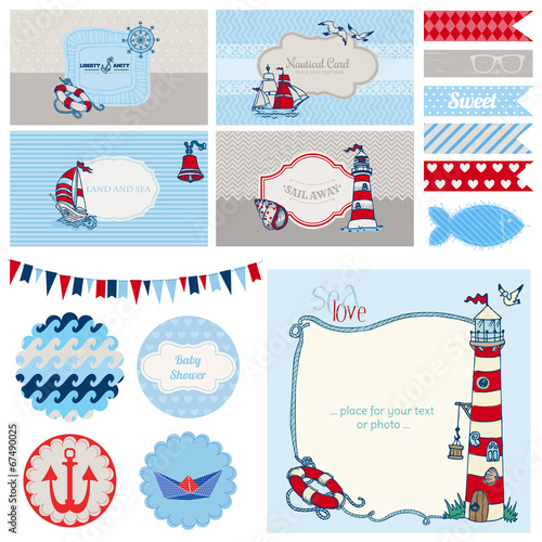 Baby Shower Nautical Set - for Party Decoration, Scrapbook