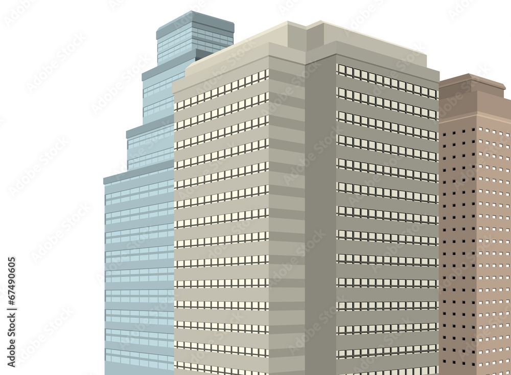 The office modern building exterior on a white background The office modern building exterior on a white background