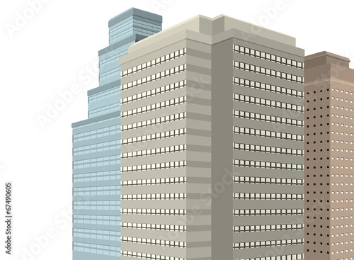 The office modern building exterior on a white background
