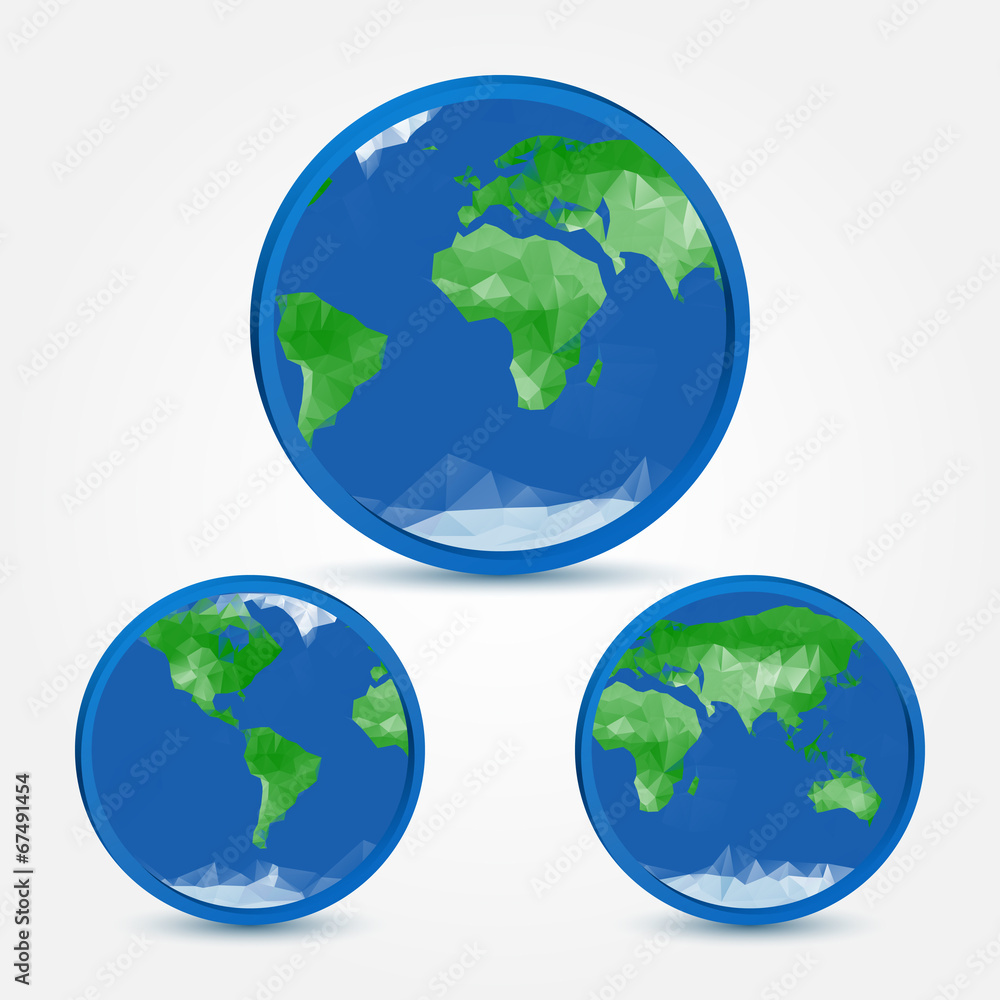 Globe earth abstact icons in polygonal style - vector symbol