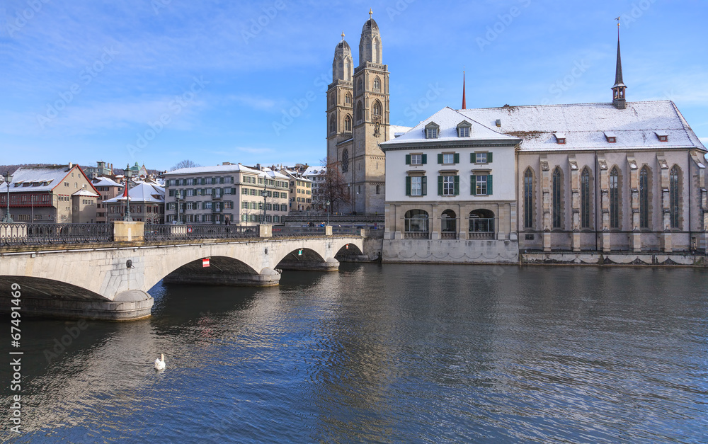 Zurich winter cityscape