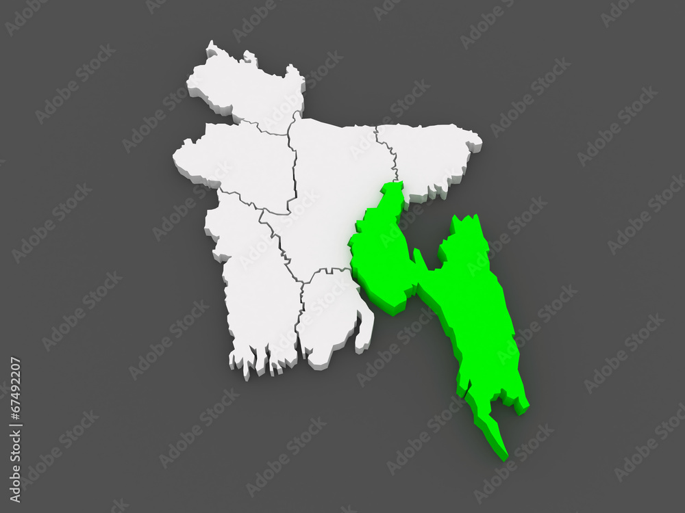 Map of Chittagong. Bangladesh.