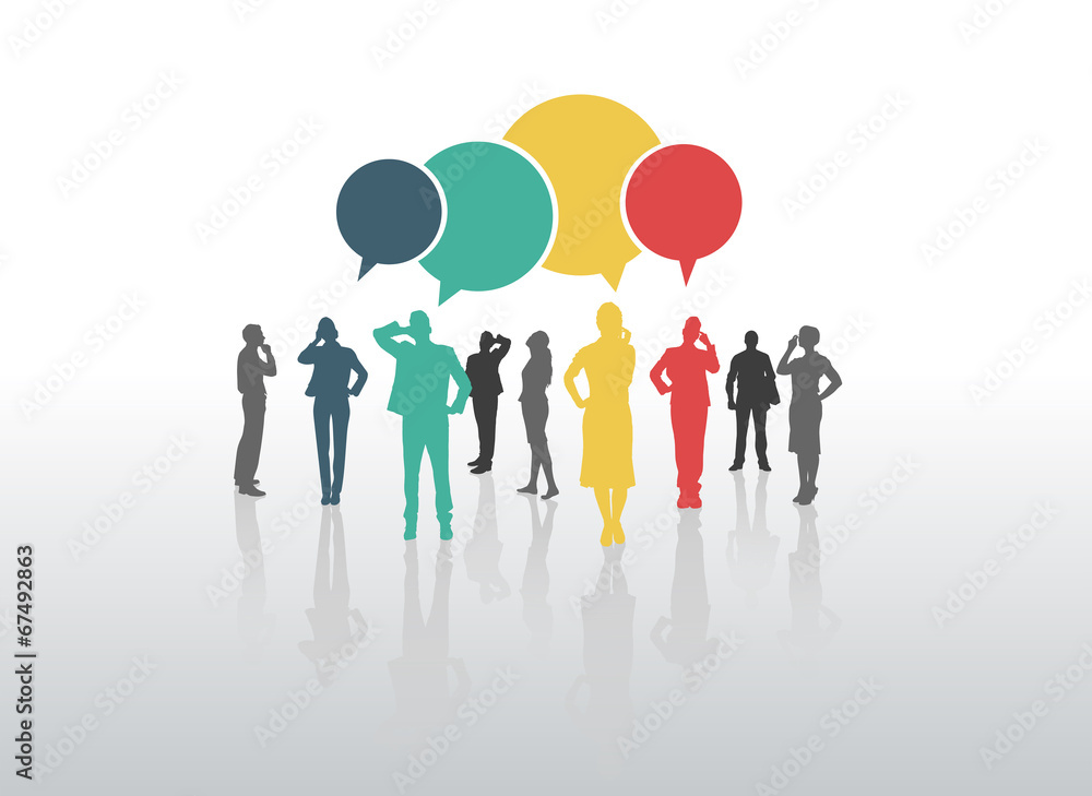 Business people with speech bubbles Business people with speech bubbles