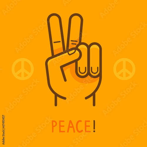 Vector peace sign - hand showing two fingers