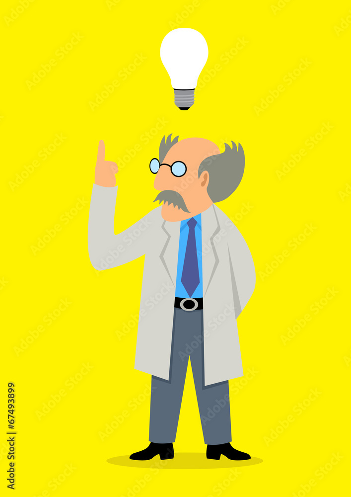 Cartoon illustration of a professor got an idea Cartoon illustration of a professor got an idea