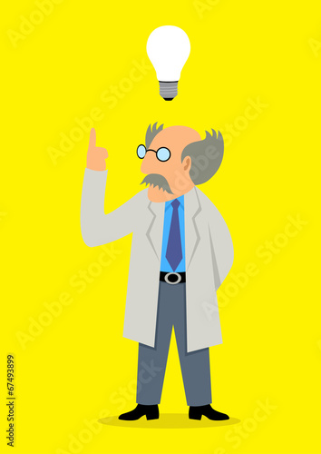 Cartoon illustration of a professor got an idea