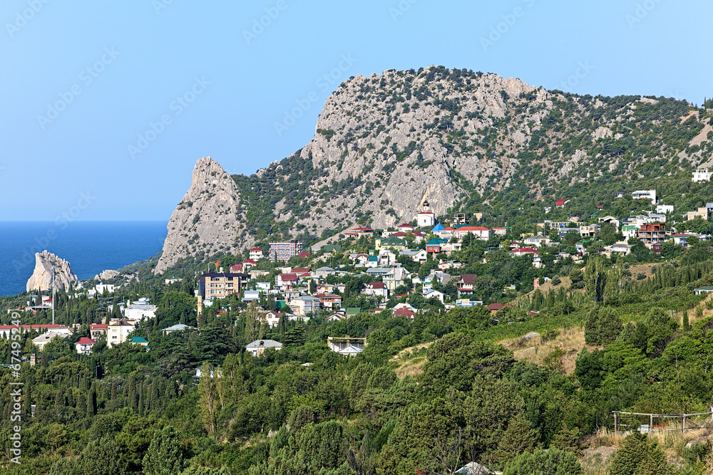 View of Mount Koshka and Simeiz settlement in Crimea